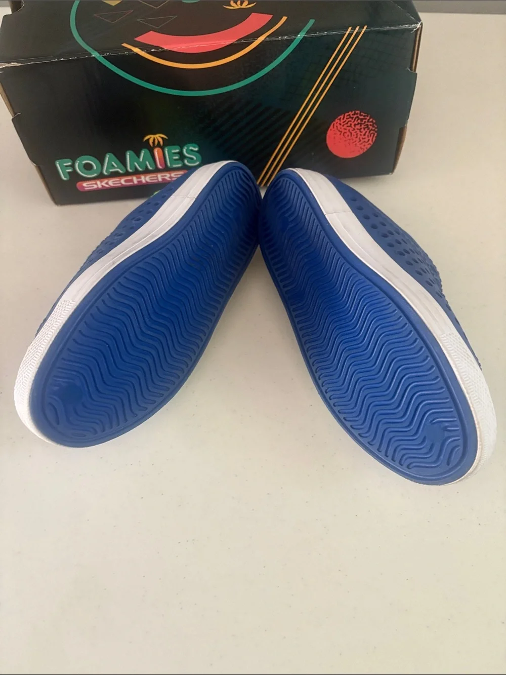 Skechers Kids Perforated Slip-On Water Shoes in Blue & Neon Green
